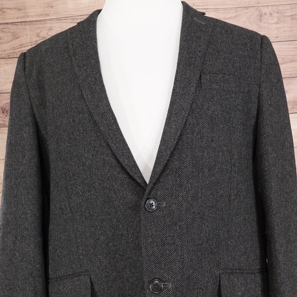 Pronto Uomo‎ Blue Blazer Mens XL Gray Herringbone Wool Blend Sport Coat 2-Button